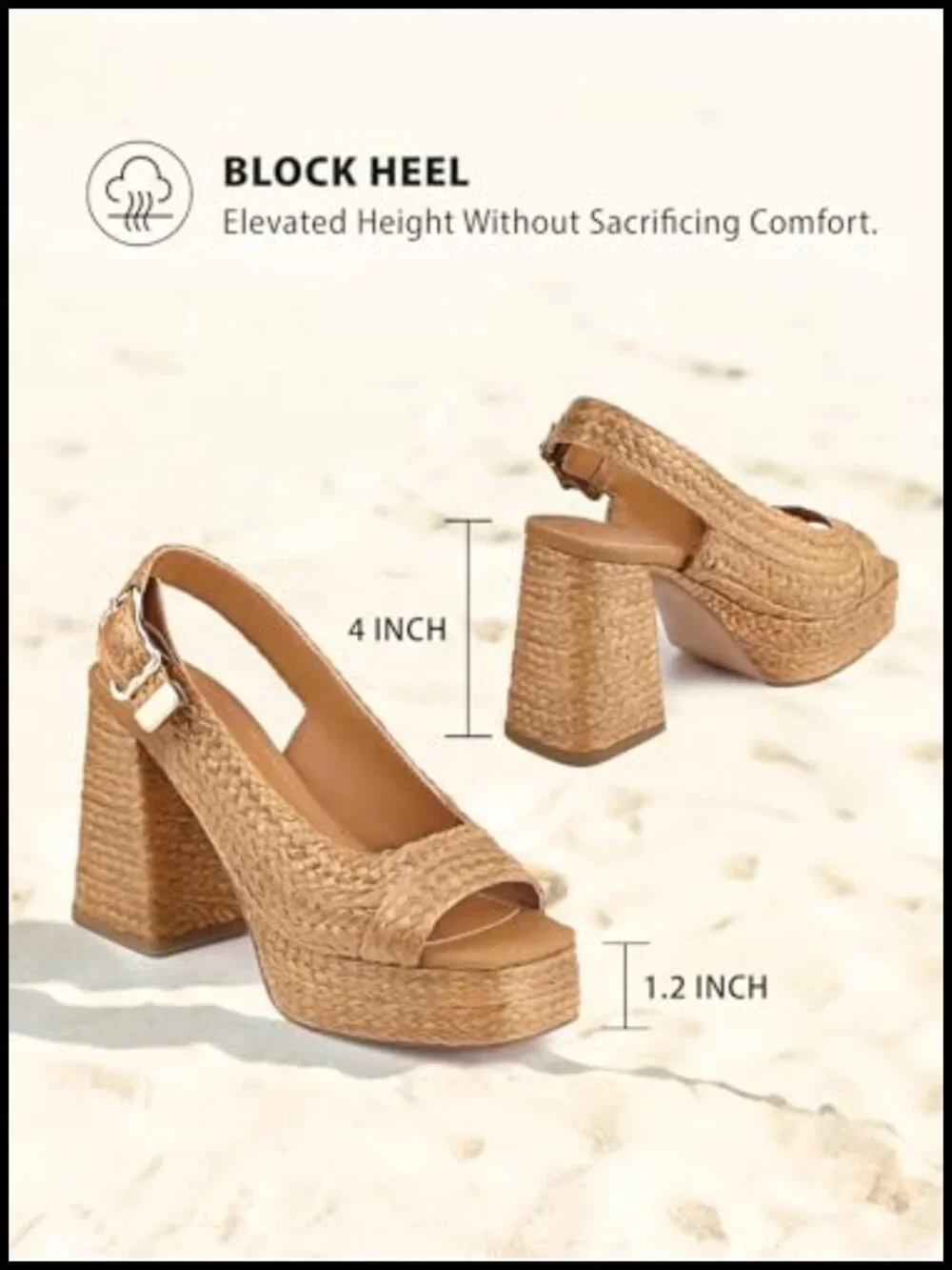 Retro Woven Platform Sandals Chunky Block Heel Slingback Heels